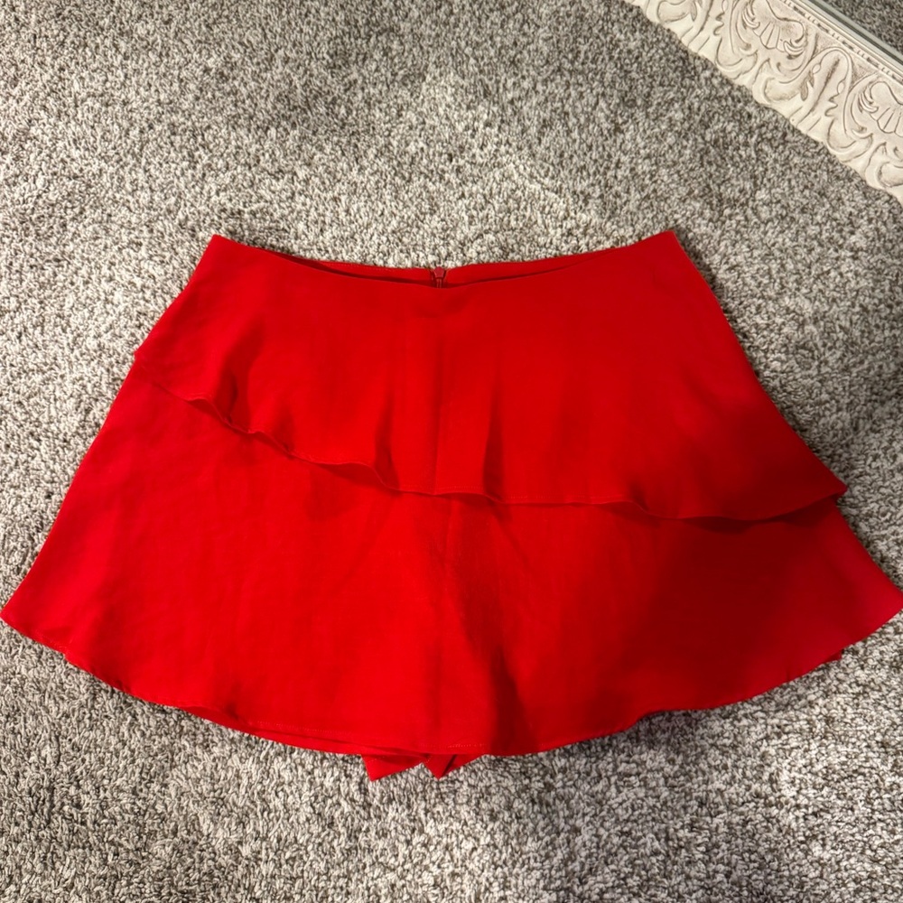 Red Tiered Mini Skort